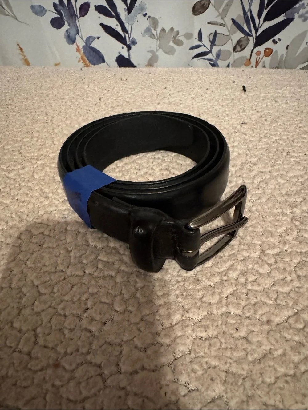 Dockers Black Leather Belt with Silver Buckle Size 38